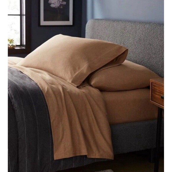 Queen Cotton Jersey Sheet Set Brown Heather – Threshold – NEW - Picture 2 of 6